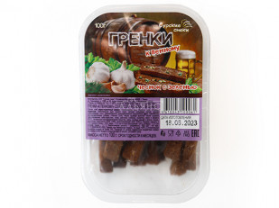 Кальмар паутинка Темная (Каракатица): Сурские гренки Чеснок с зеленью (100 гр)