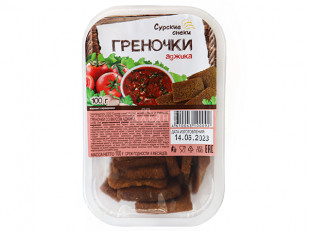Ведро Ржаные гренки с красной икрой: Сурские гренки с Аджикой (100 гр)